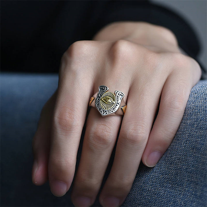 Anillo ajustable de cobre con protección curativa del Ojo de Horus