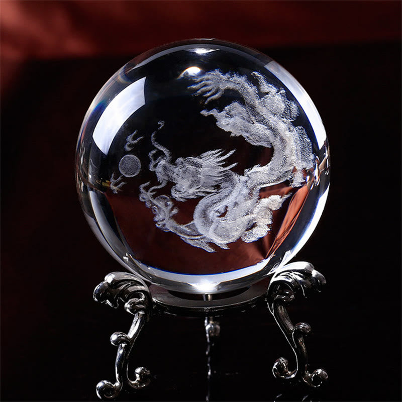 Decoración de bendición de loto de dragón de cristal blanco - Dragón - image 0