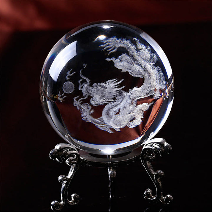 Decoración de bendición de loto de dragón de cristal blanco - Dragón - image 0