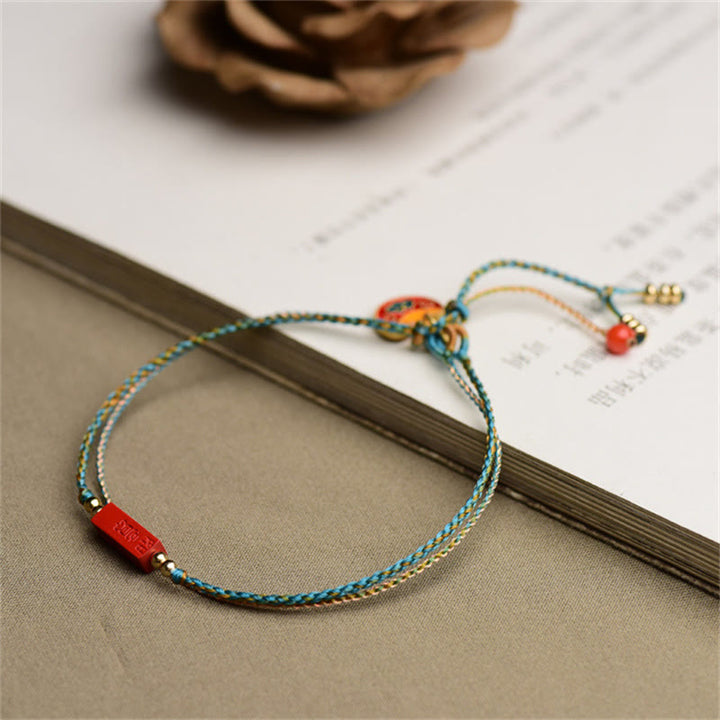 Pulsera de doble capa trenzada con Buddha Stones hechas a mano con cinabrio como uno desea bendición