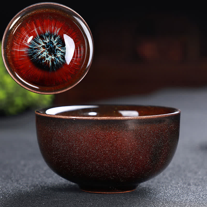 Tazas de té de cerámica coloridas con Buddha Stones para el hogar y la oficina - Rojo y azul - image 75