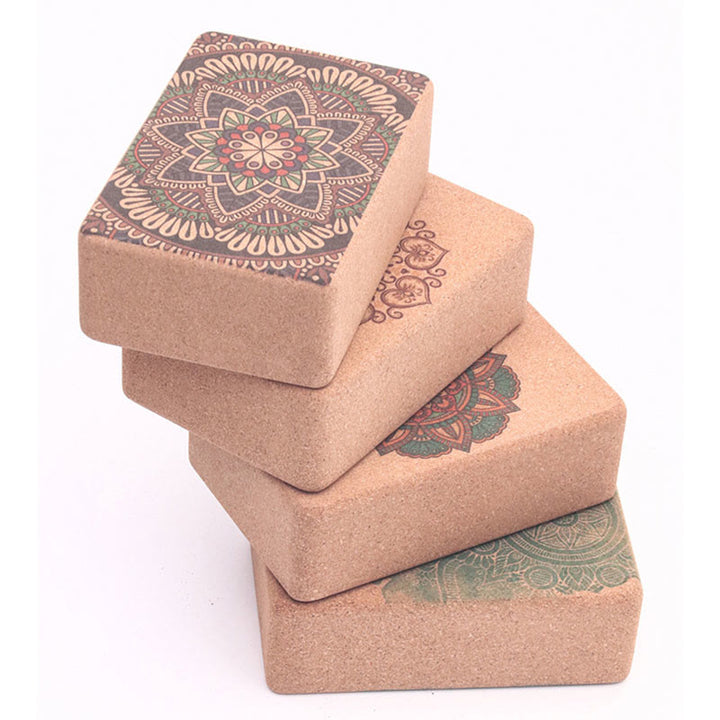 Bloque de corcho de yoga consciente con mandala tibetana de Buddha Stones