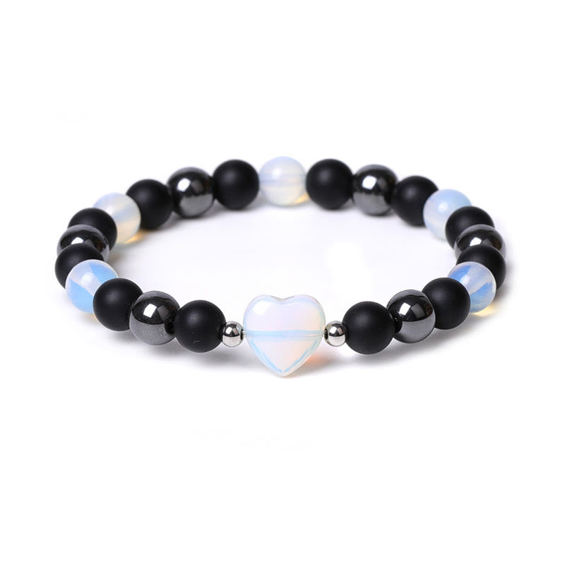 Pulsera de protección de corazón de amor de cristal de piedra de ojo de tigre de ónix negro de Buddha Stones