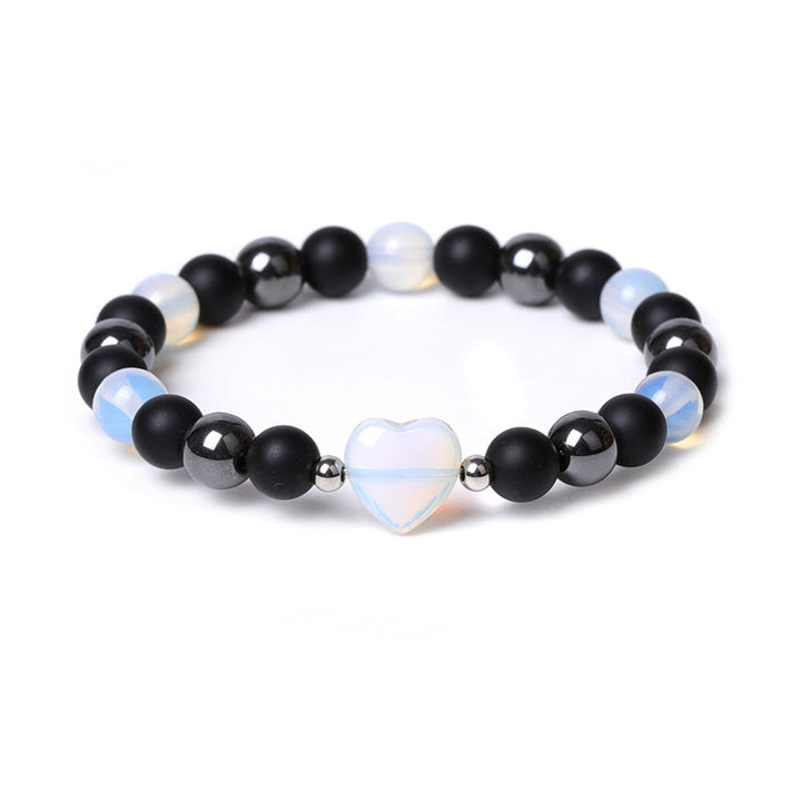 Pulsera de protección de corazón de amor de cristal de piedra de ojo de tigre de ónix negro de Buddha Stones