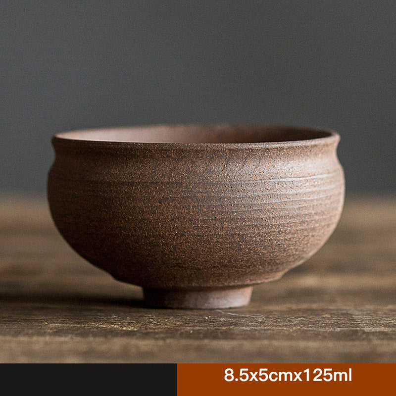 Taza de té de cerámica marrón Retro hecha a mano con Buddha Stones, taza de té de Kung Fu