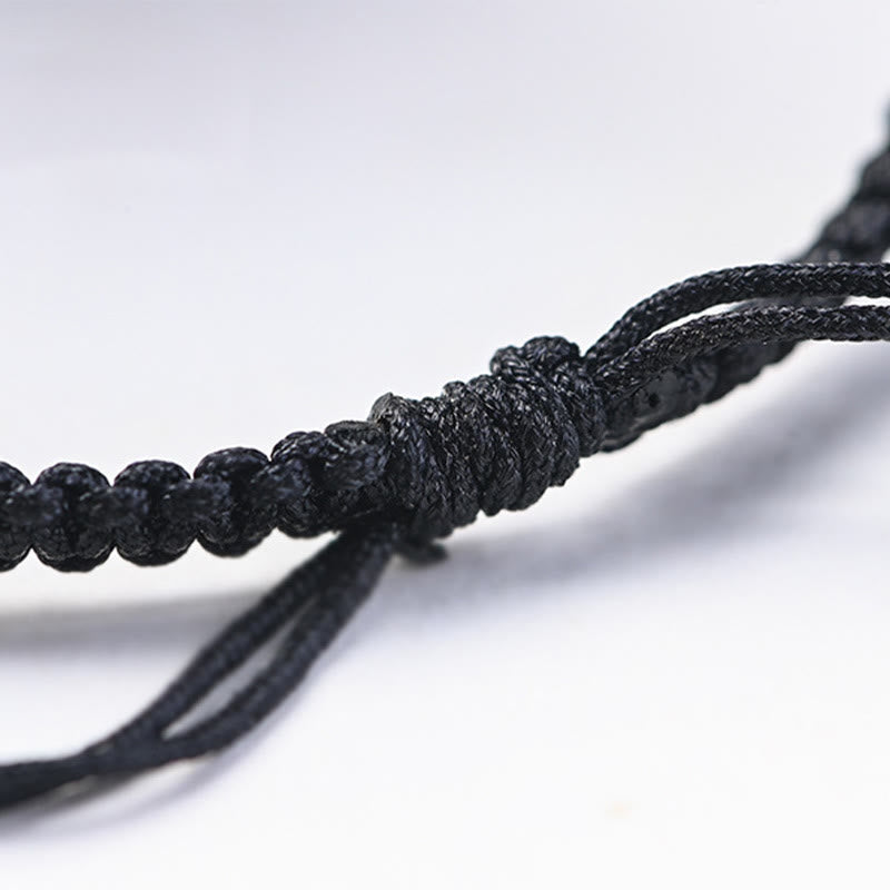 Pulsera trenzada con Buddha Stones, hoja pequeña, sándalo rojo, madera de ébano, cabeza de gato bonita, protección tranquila - image 8