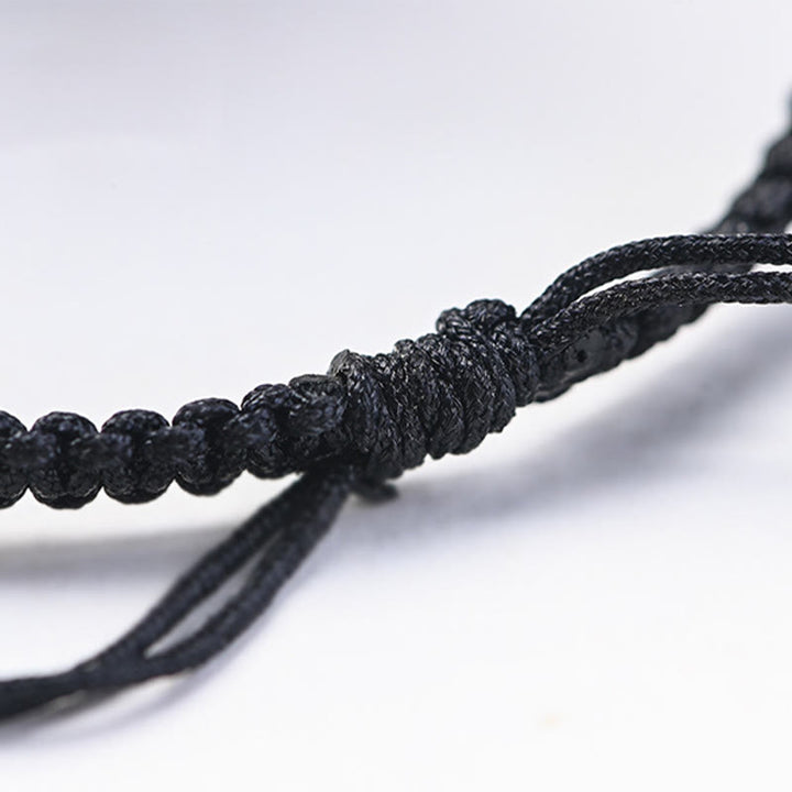 Pulsera trenzada con Buddha Stones, hoja pequeña, sándalo rojo, madera de ébano, cabeza de gato bonita, protección tranquila - image 8