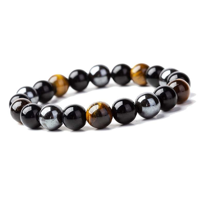Juego de collar y pulsera con ojo de tigre tibetano con Buddha Stones