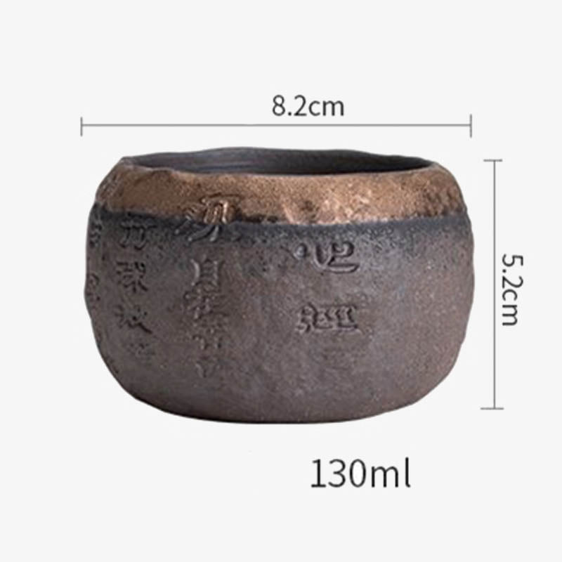 Taza de té de cerámica grabada con Sutra del corazón de Buddha Stones, taza de té de Kung Fu de 130ml