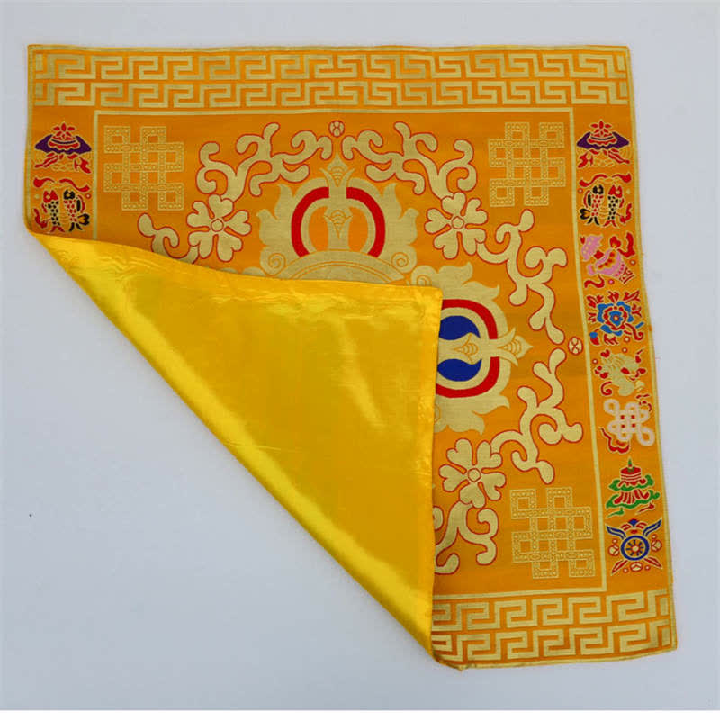 Tapete para altar de oración con nudo sin fin, tapete para meditación curativa, 8 símbolos auspiciosos, camino de mesa