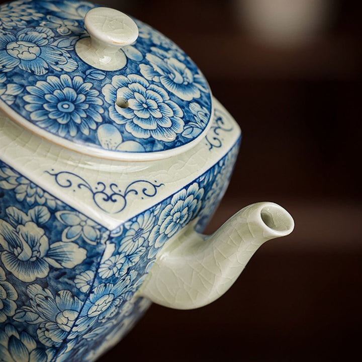 Buddha Stones porcelana azul y blanca té chino Gongfu cerámica tetera de kungfú taza filtro de té bote