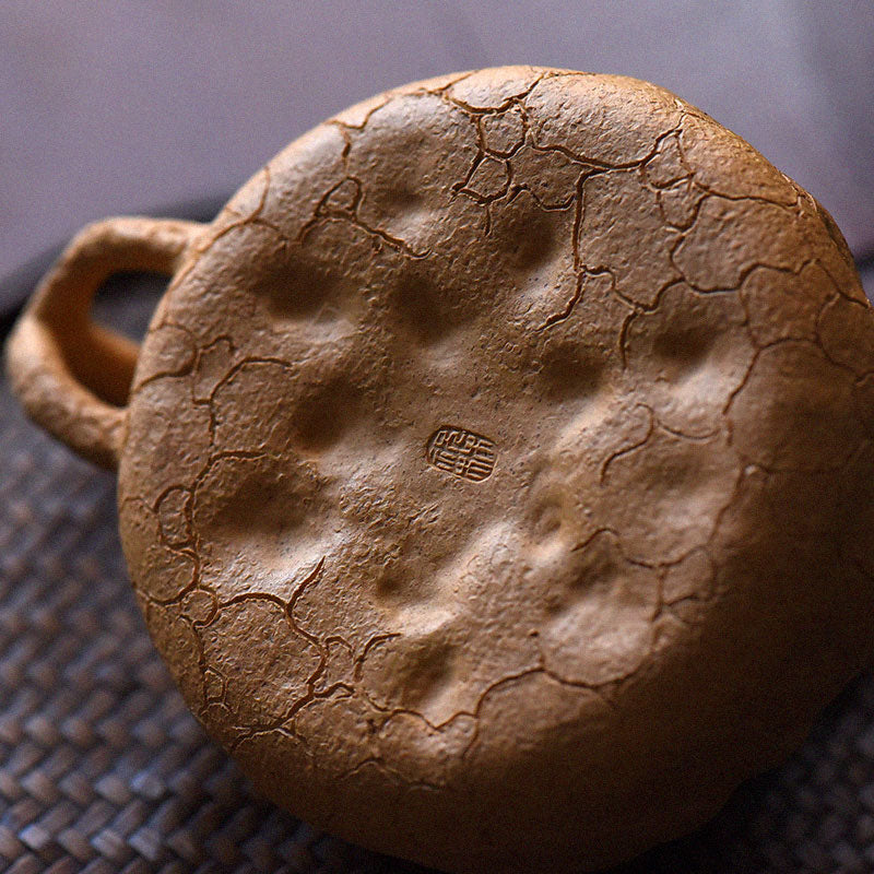 Tetera de kungfú de arcilla púrpura con textura de árbol Vintage hecha a mano con Buddha Stones 220ml