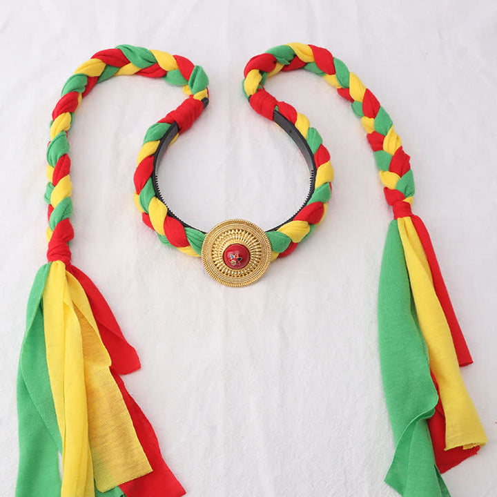 Accesorios para el cabello con cuentas de borlas coloridas tibetanas - Verde - Talón - image 19