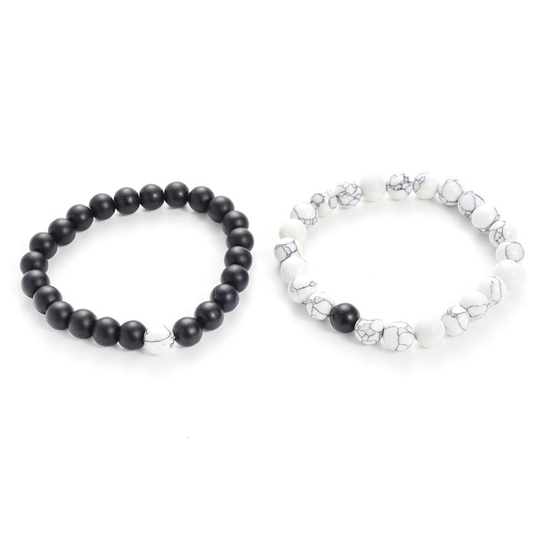Pulsera de pareja con cuentas de turquesa blanca y piedra esmerilada Natural de Buddha Stones , 2 uds.