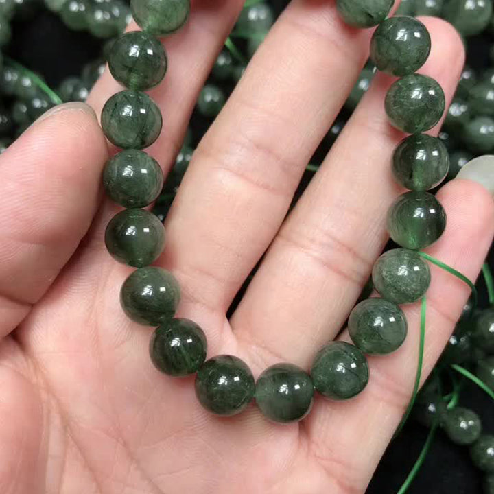 Pulsera de riqueza de bendición de cristal verde natural con Buddha Stones