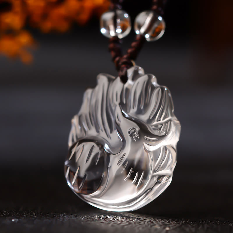 Buddha Stones, amatista Natural, cristal blanco, citrino, colgante de collar de la suerte de zorro de nueve colas