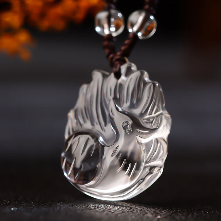 Buddha Stones, amatista Natural, cristal blanco, citrino, colgante de collar de la suerte de zorro de nueve colas
