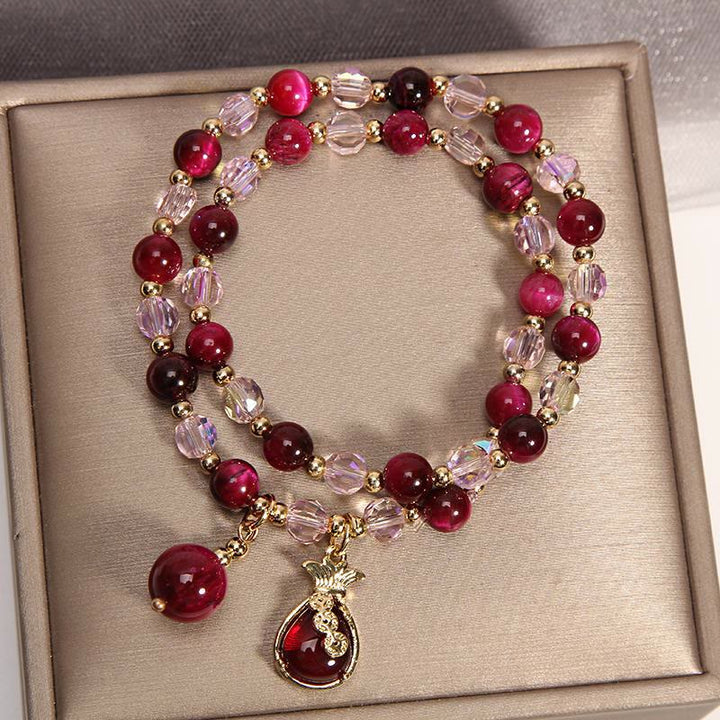 Ojo de tigre Pixiu Fox bolsa de dinero protección confianza en sí mismo pulsera de doble envoltura - Monedero con ojo de tigre rojo y monedas - image 12