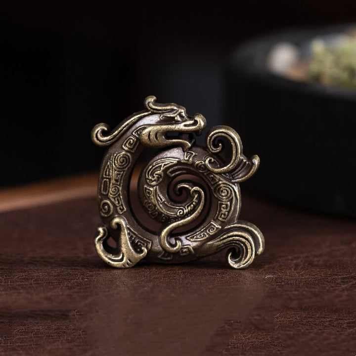 Quemador de incienso pequeño de aleación de Zinc con diseño de dragón auspicioso de Buddha Stones