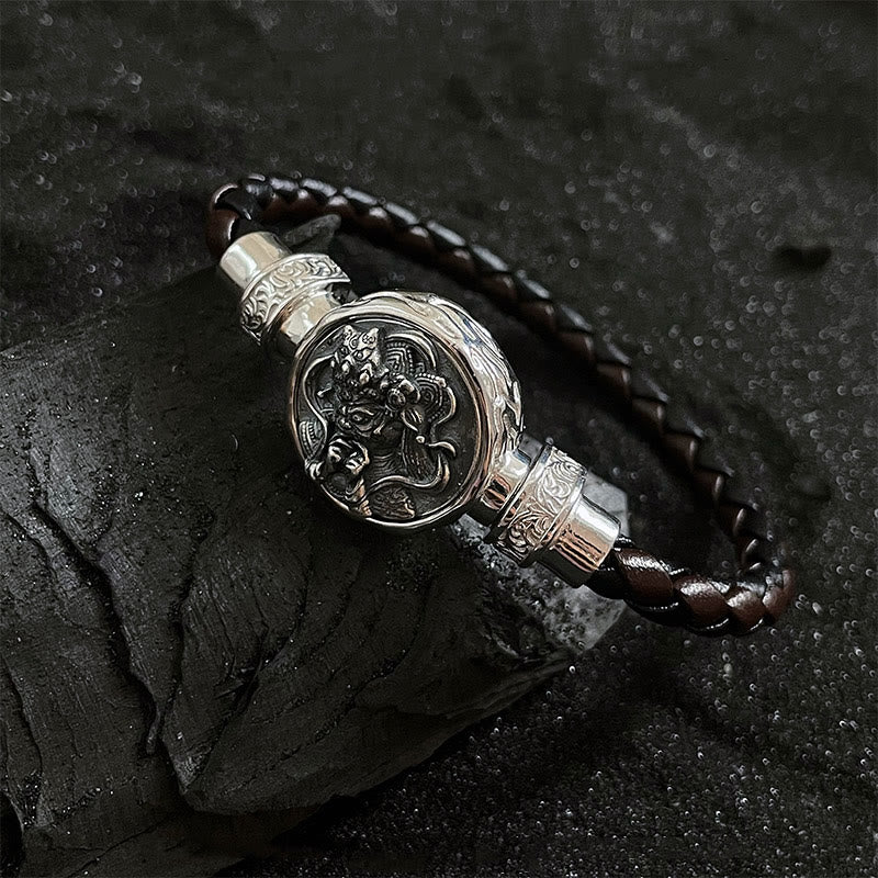 Pulsera de protección de bendición de la diosa de la riqueza Zakiram de plata de ley 925 tibetana con Buddha Stones