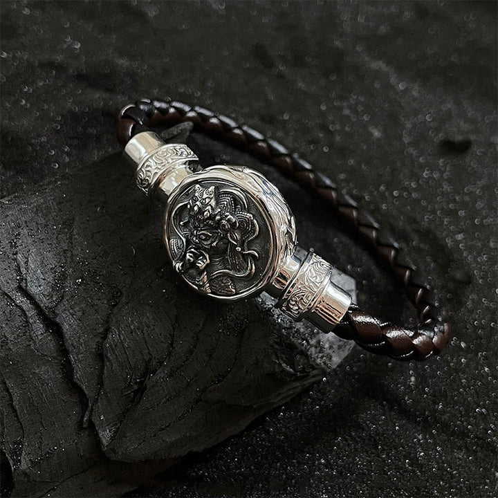 Pulsera de protección de bendición de la diosa de la riqueza Zakiram de plata de ley 925 tibetana con Buddha Stones