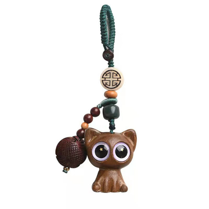 Buddha Stones de sándalo verde, gato de la suerte, pez Koi, llavero, decoración colgante para teléfono - image 25
