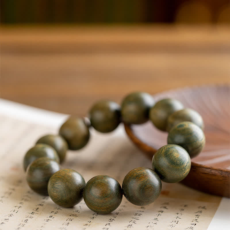 Pulsera de curación calmante de sándalo verde tibetano