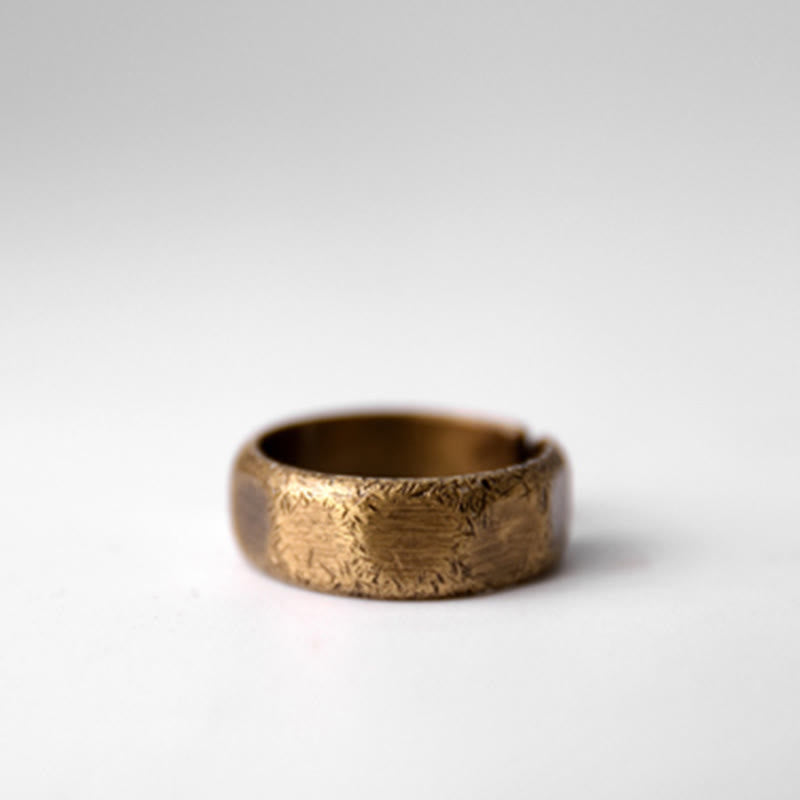 Anillo de riqueza esmerilado de latón y cobre de diseño simple tibetano - image 7
