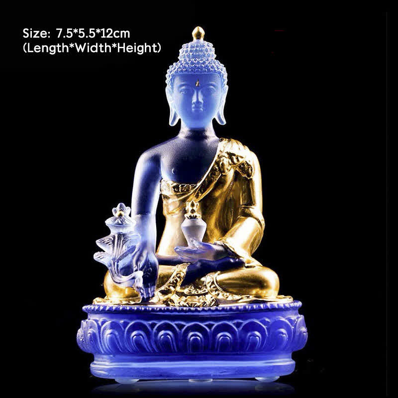 Buda medicinal hecho a mano Liuli Crystal Art Piece estatua de compasión decoración de oferta en casa y oficina