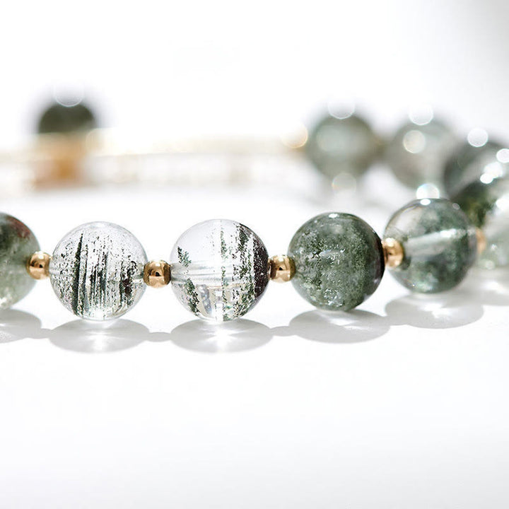 Pulsera con dije de confianza de cristal fantasma verde de Buddha Stones