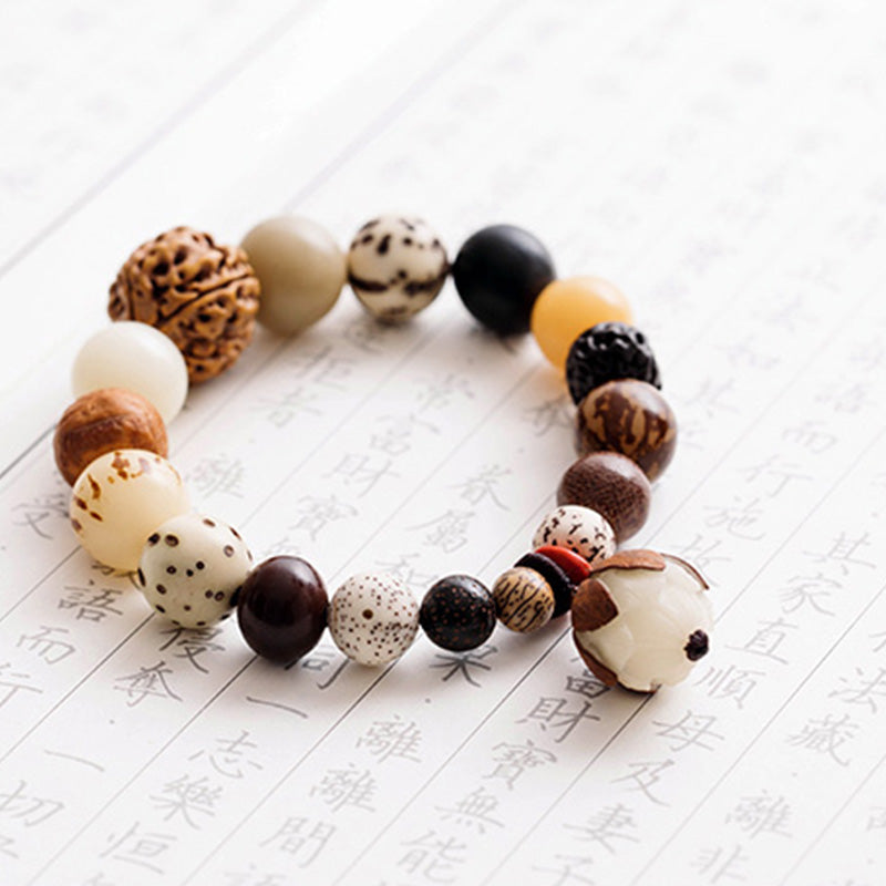 Pulsera Mala de muñeca de la paz de la sabiduría del loto de la semilla de Bodhi