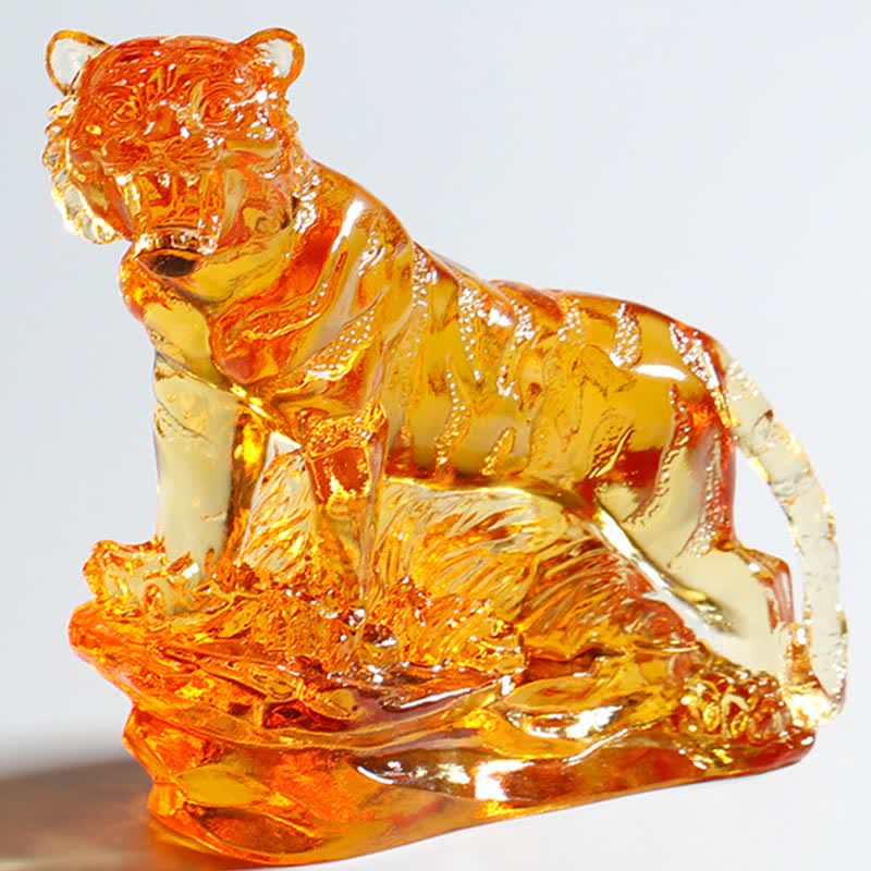 Pieza de arte de tigre de cristal Liuli hecha a mano, protección para decoración del hogar - image 9