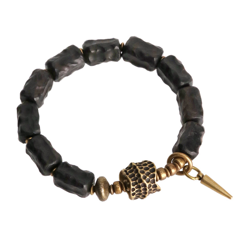 Pulsera de pareja con protección de equilibrio de cobre y madera de ébano con Buddha Stones