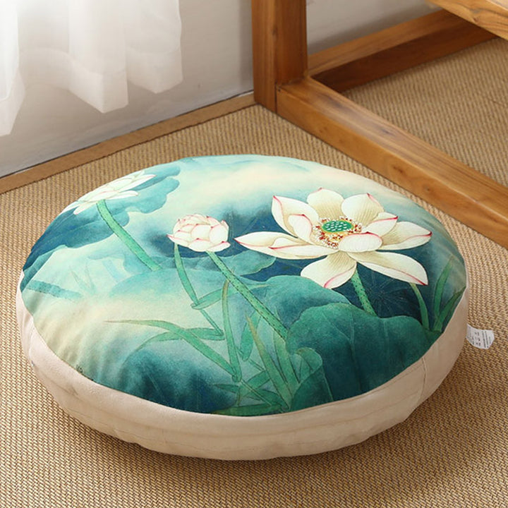 Cojín de asiento de meditación de lino con diseño Simple de loto, decoración para el hogar y la sala de estar - Desmontable - 40 cm x 10 cm - Aguamarina mediana - image 30