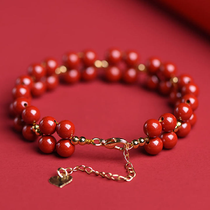 Pulsera de bendición con cuentas de cinabrio natural de Buddha Stones