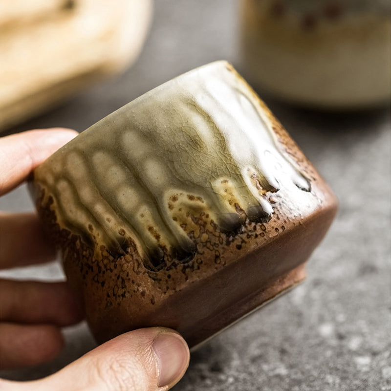 Taza de café de cerámica con cambio de horno Retro Buddha Stones , taza de café expreso de té, 200ml