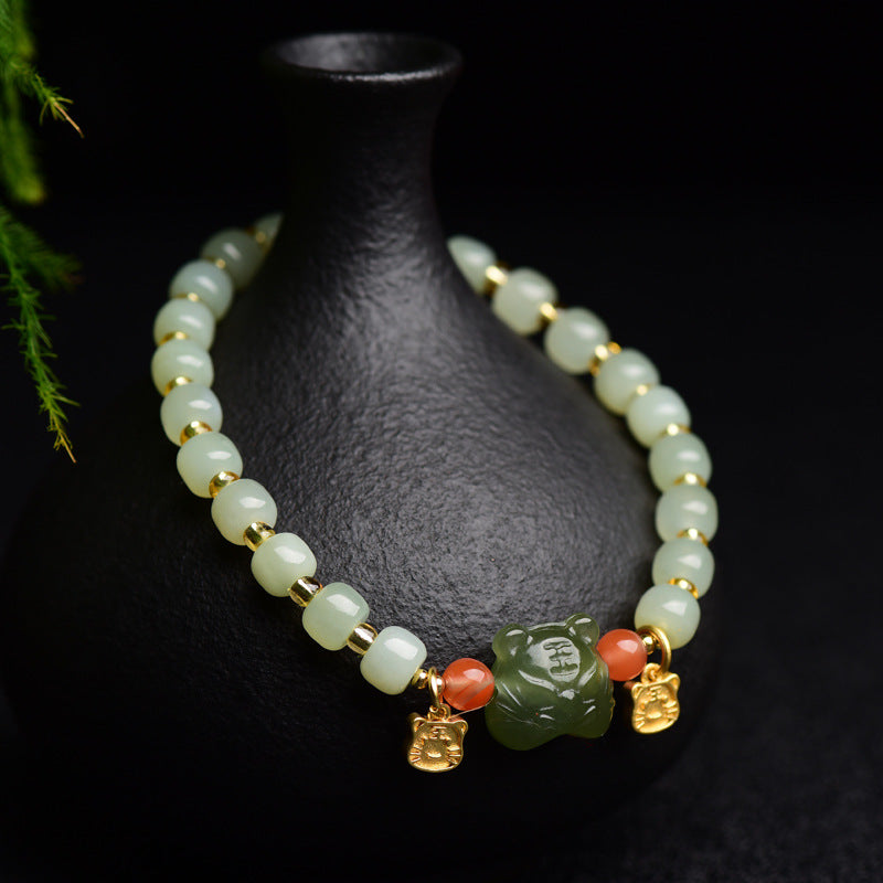 Pulsera de la abundancia de jade del tigre de la suerte del zodíaco chino