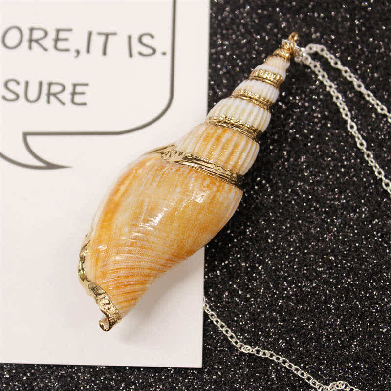 Colgante de collar de la suerte de concha de caracola Shankha Natural