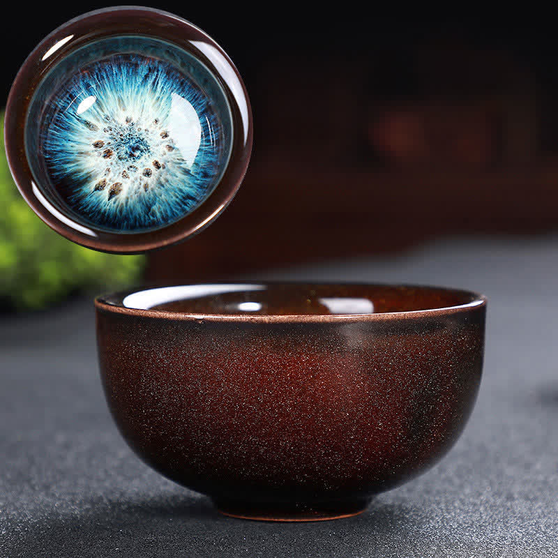 Tazas de té de cerámica coloridas con Buddha Stones para el hogar y la oficina - Azul y rojo oscuro - image 76