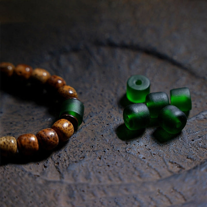 Buddha Stones tibetano Bodhi semilla ámbar Dzi cuentas ágata Zakiram diosa de la riqueza cuentas Triple envoltura pulsera