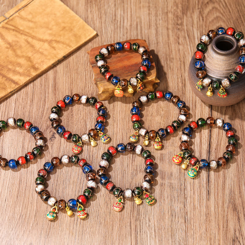 Pulsera de la suerte con cuentas de cristal Liuli, Buddha Stones, cinco elementos, oro, bestia tragadora, familia - image 11