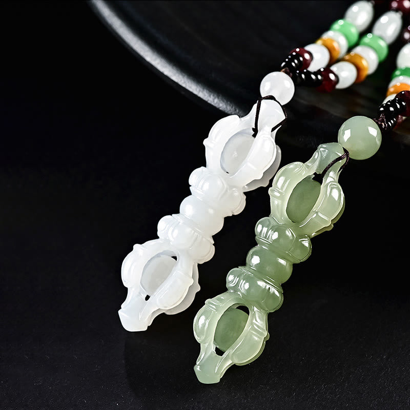 Colgante de collar de éxito grabado Dorje Vajra de Jade blanco de Jade cian hetiano Natural tibetano - image 12