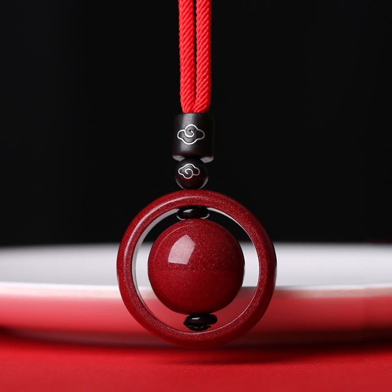 Buddha Stones cinabrio Om Mani Padme Hum PiXiu bendición collar de cuentas de la suerte colgante - Nubes auspiciosas - Cuerda roja - image 22