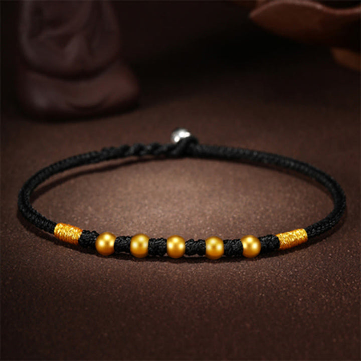 Pulsera de protección trenzada hecha a mano con nudo King Kong de la suerte con cuentas de oro 999 de piedras de Buddha Stones