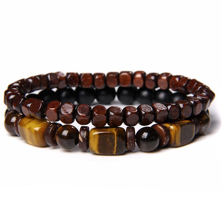 Pulsera Courage de hematita con piedra esmerilada de ojo de tigre de Buddha Stones