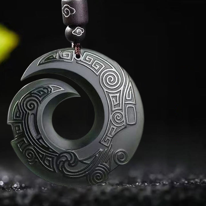 Buddha Stones, la suerte mejora el diseño, colgante de collar de la suerte con hebilla de la paz de Jade cian hetiano