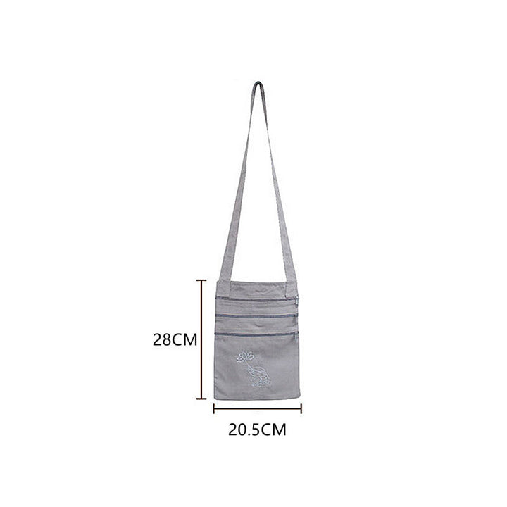 Bolso bandolera de algodón bordado con loto para práctica de la mente espiritual