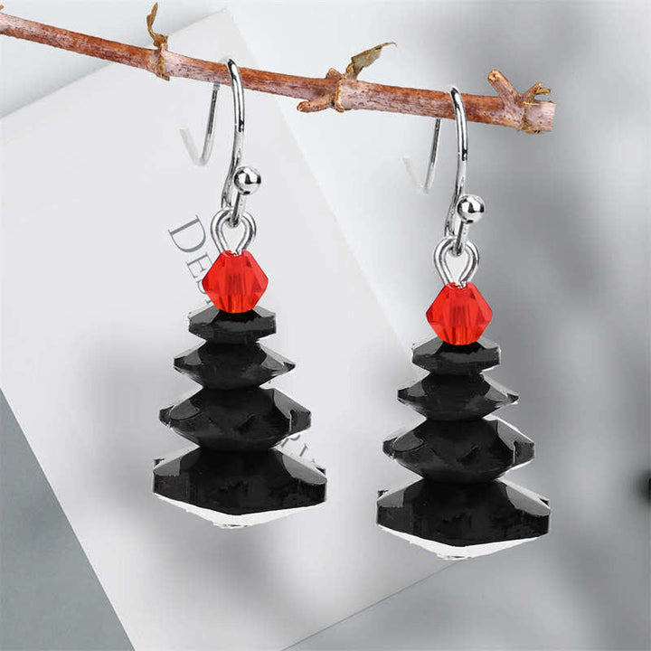 Pendientes colgantes curativos de paz con amatista y árbol de Navidad con varios cristales
