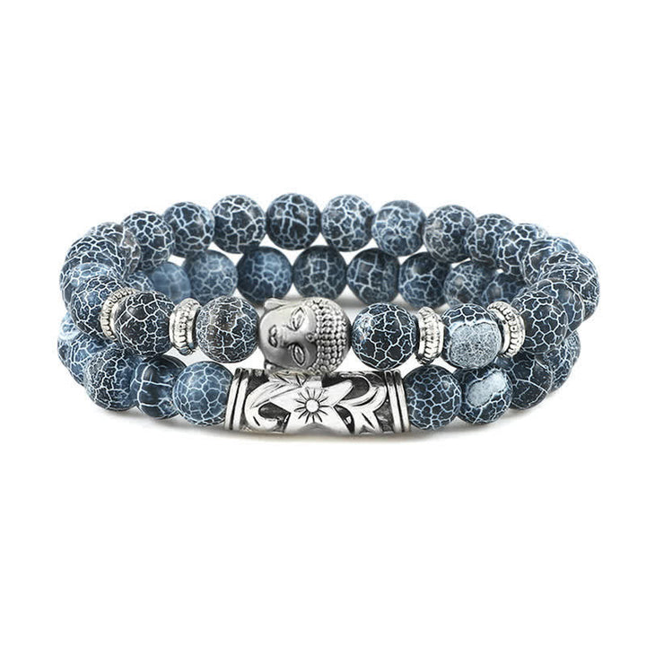 Buddha Stones 2 pulseras de protección de Buda de ágata de cristal natural