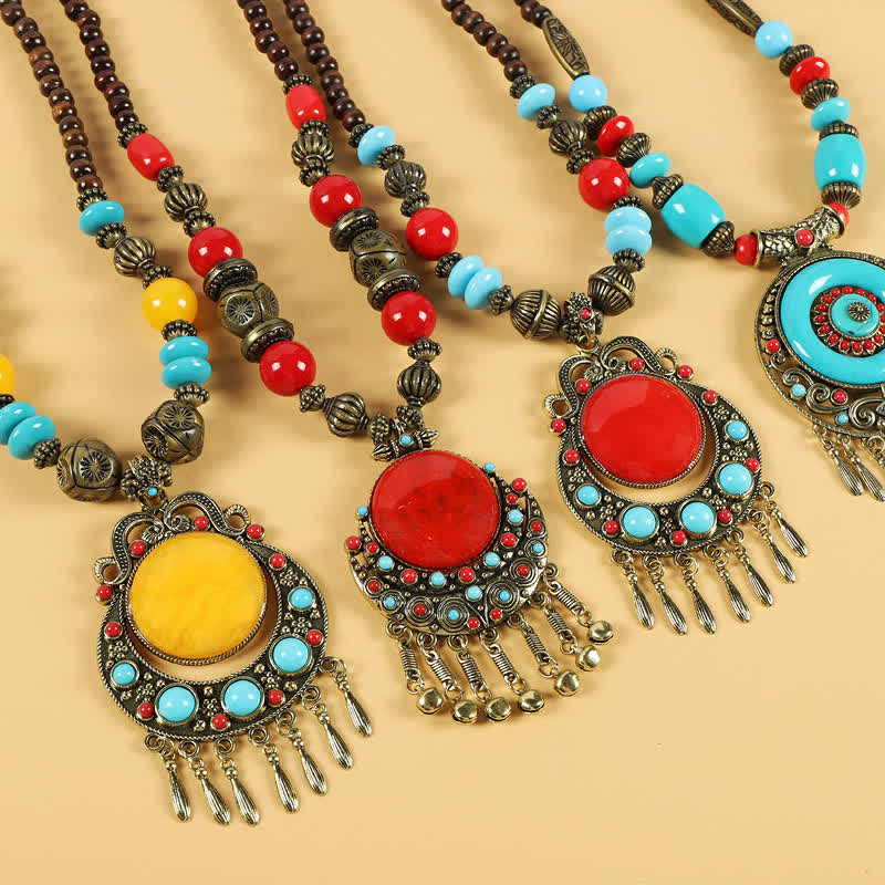 Accesorios para el cabello con borlas y cuentas retro tibetanas